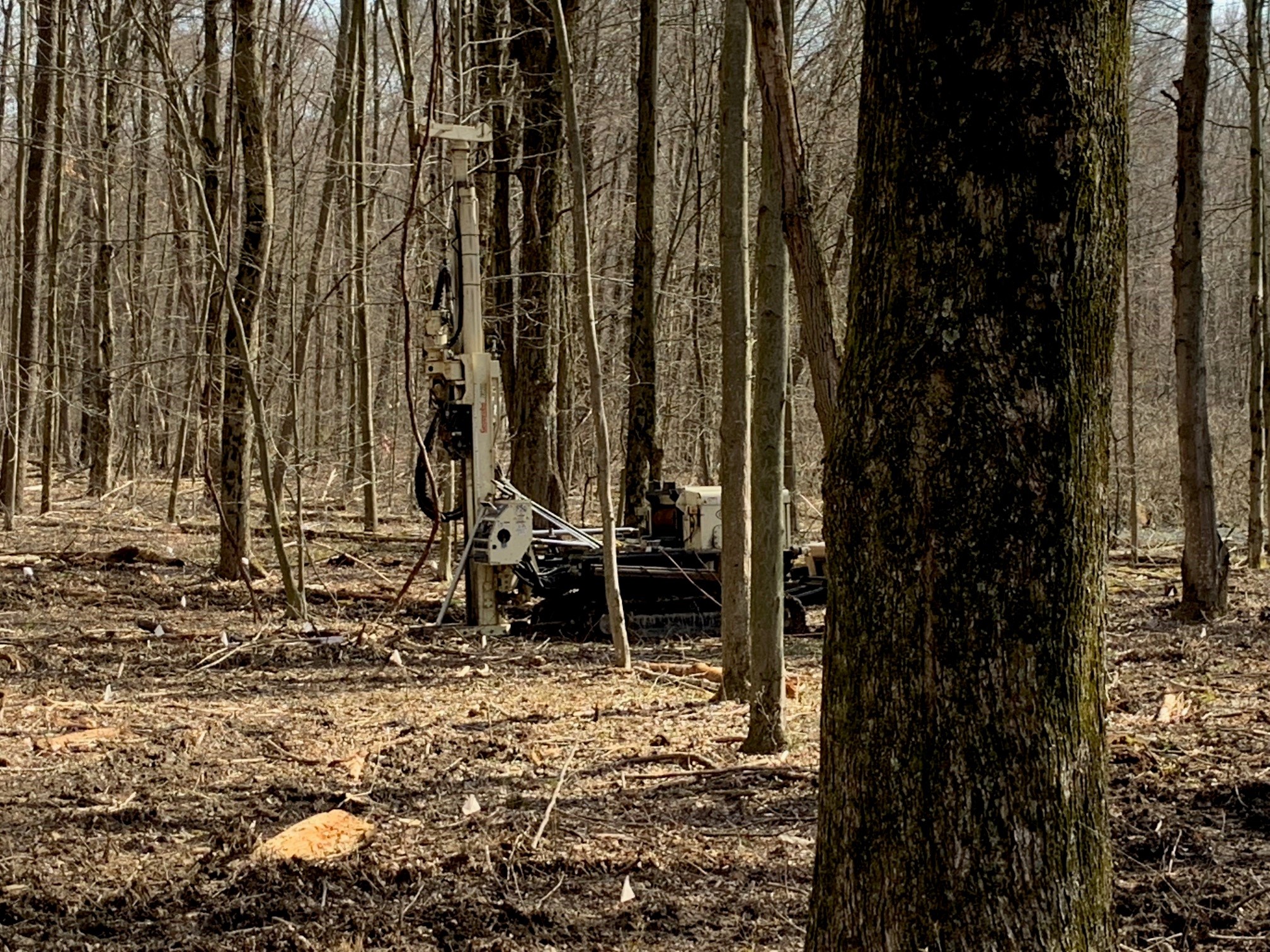 Geo Probe set up in a forest.