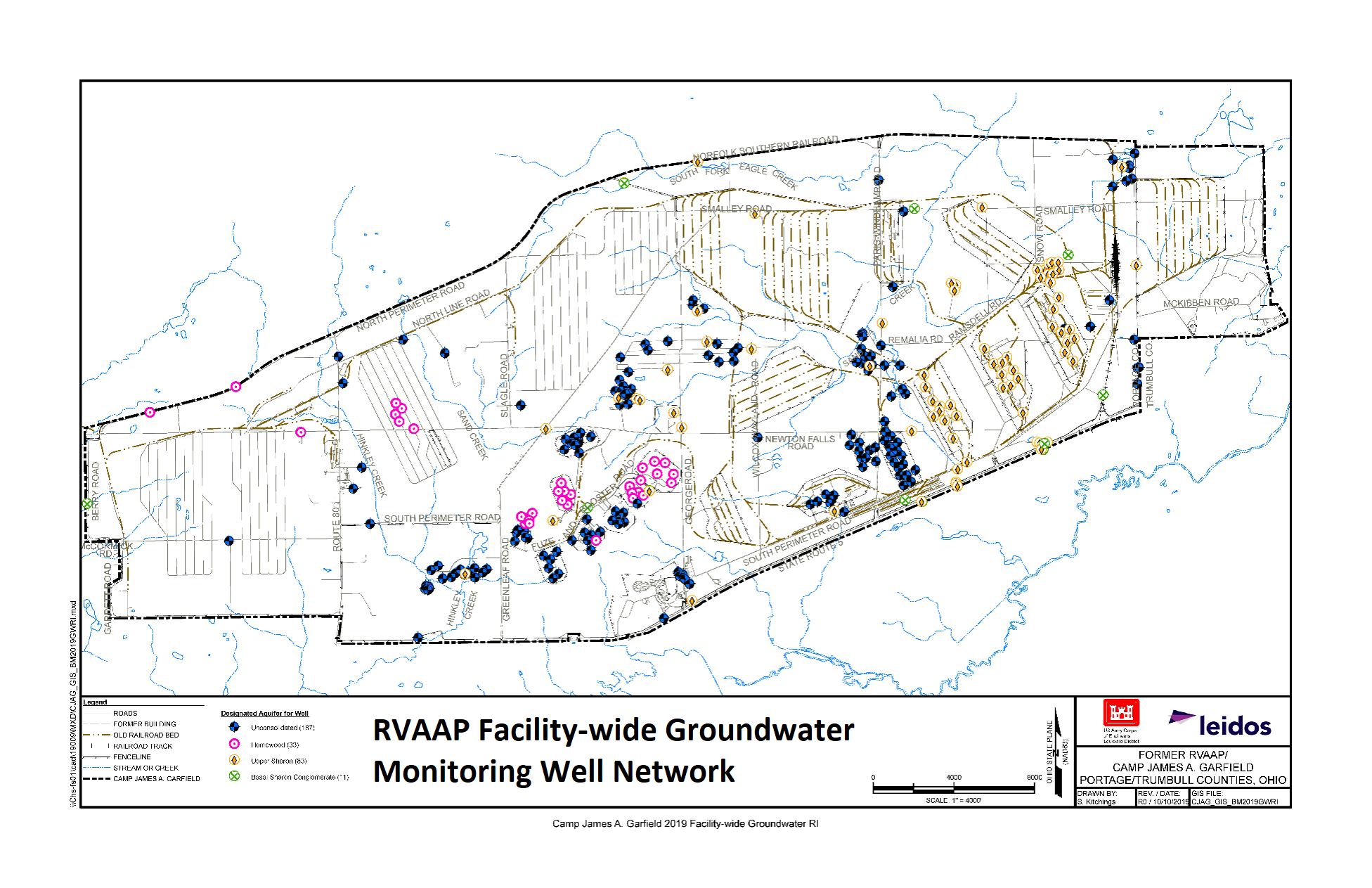 Map shows RVAAP Monitoring Well Network